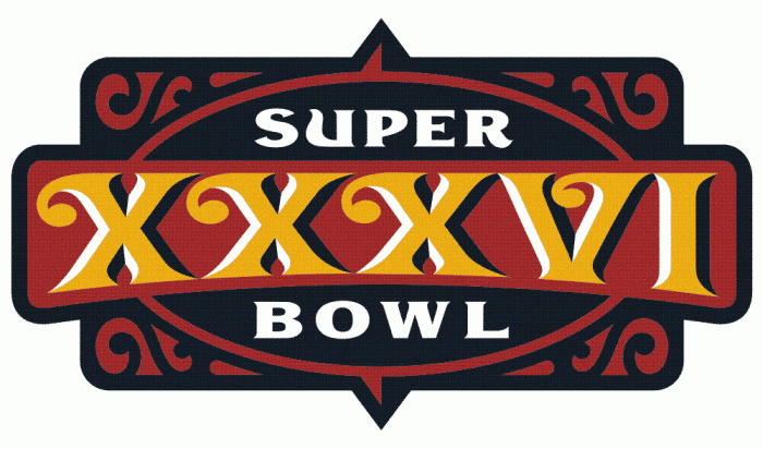 Super Bowl XXXVI Unused Logo iron on transfers for clothing